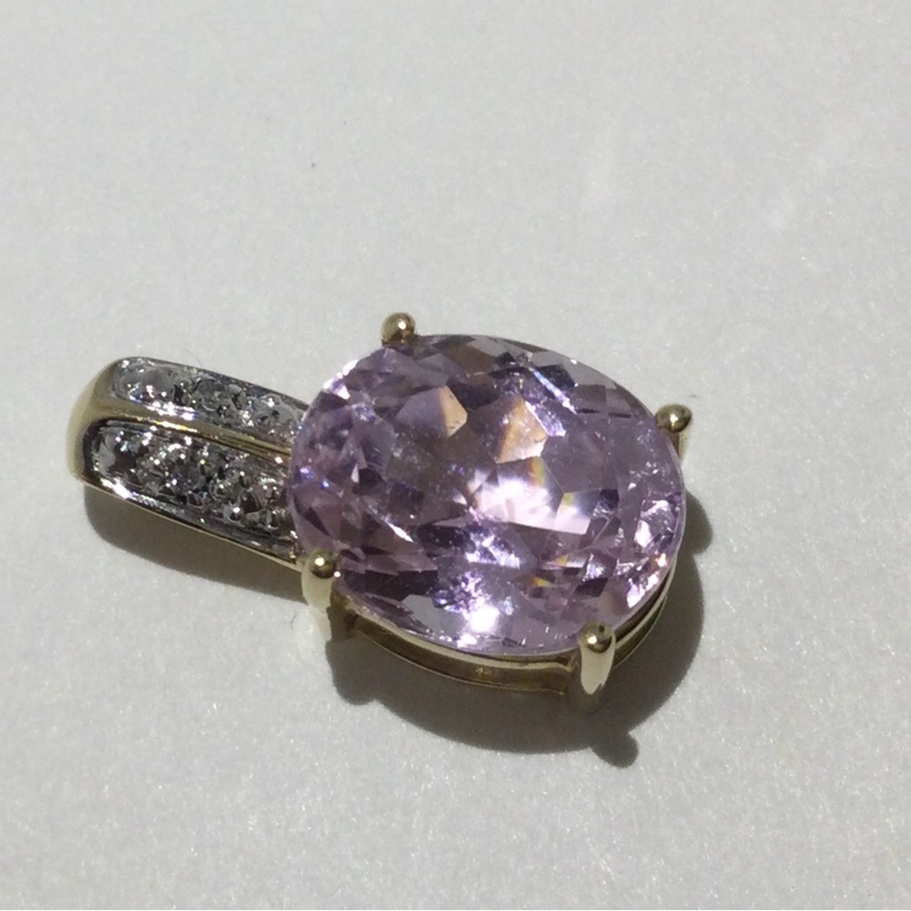 14K Kunzite and Diamond Pendant